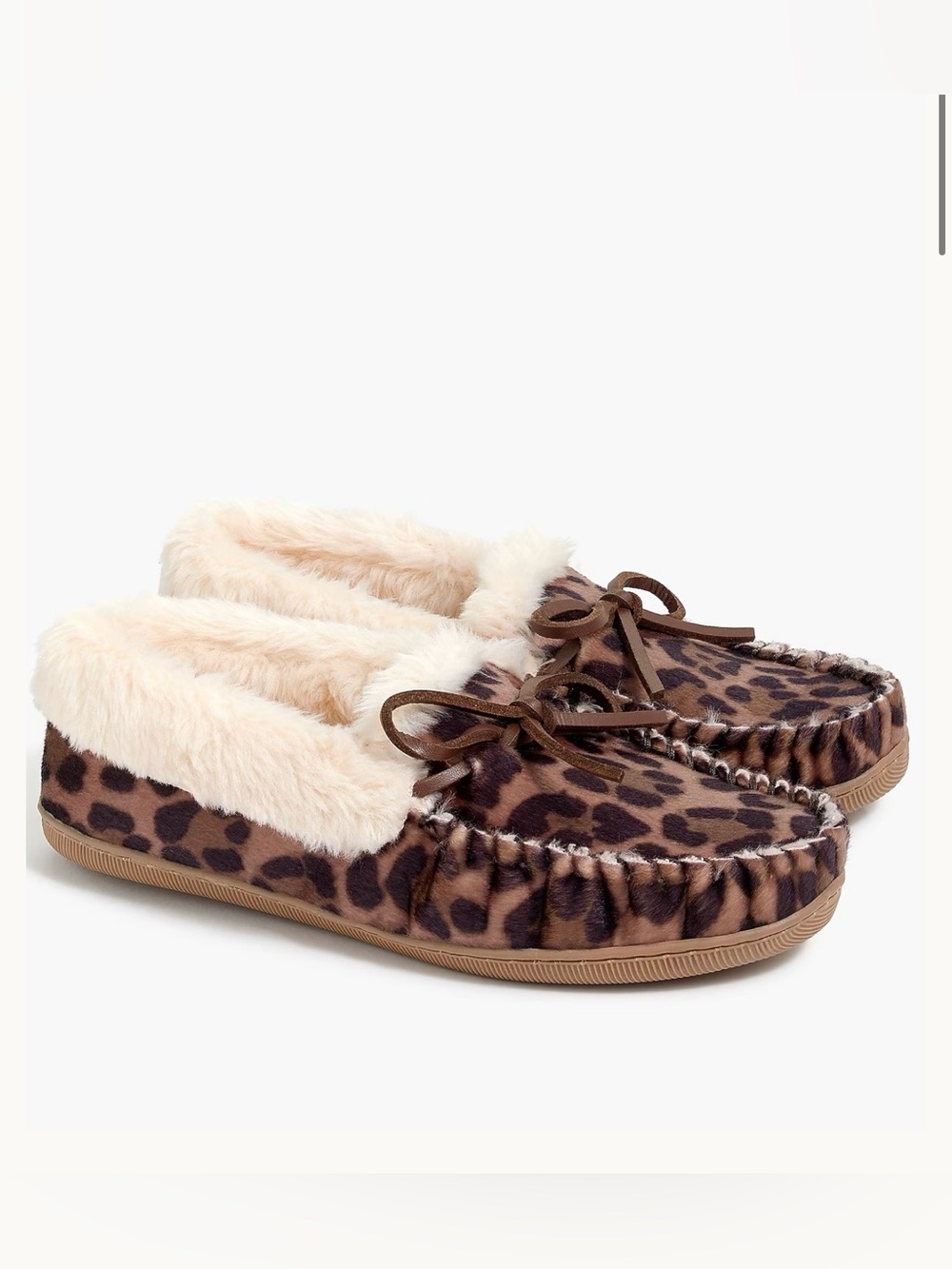 J. Crew Leopard Calf Hair Moccasin Slippers
